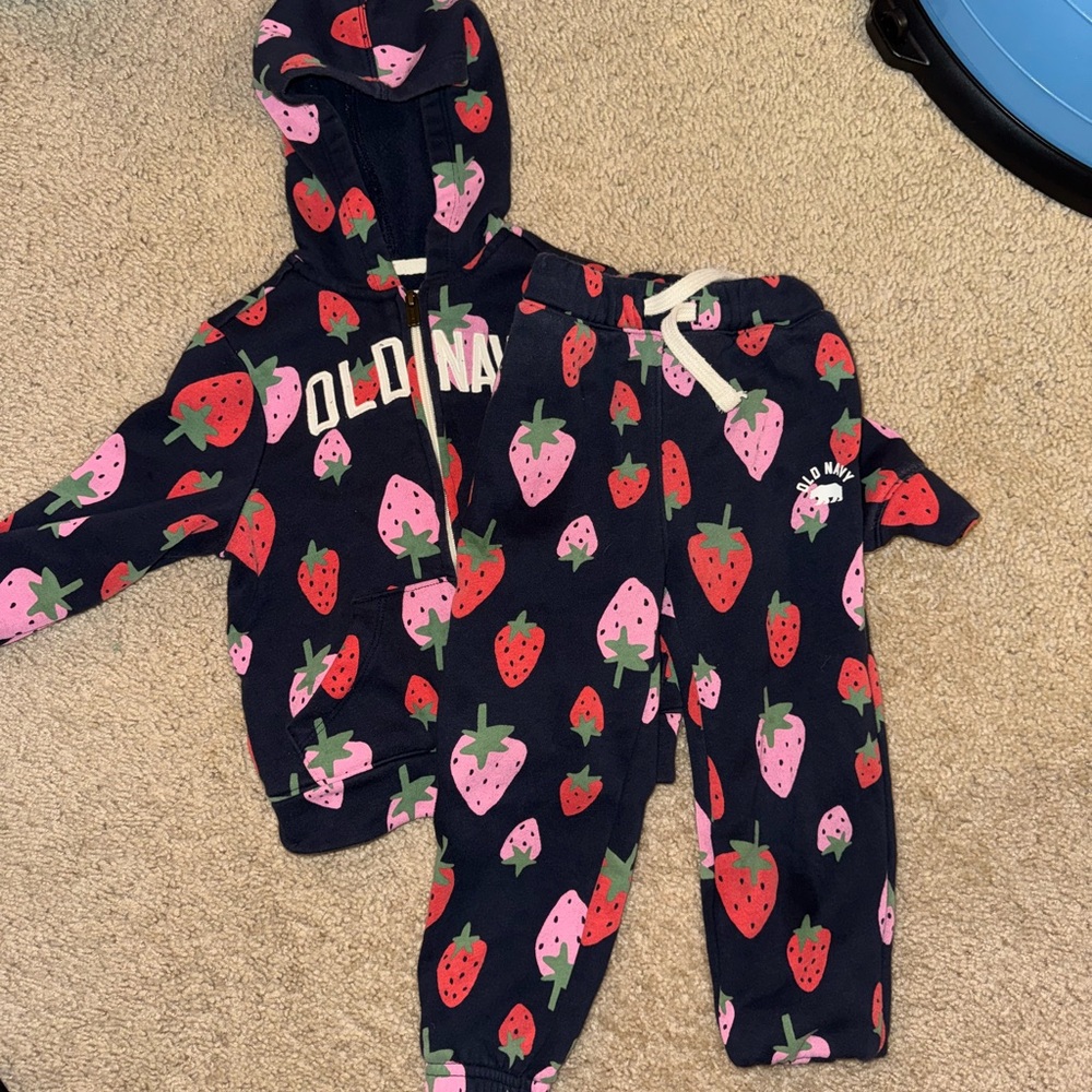 Old Navy Navy Strawberry Hoodie & Jogger Set